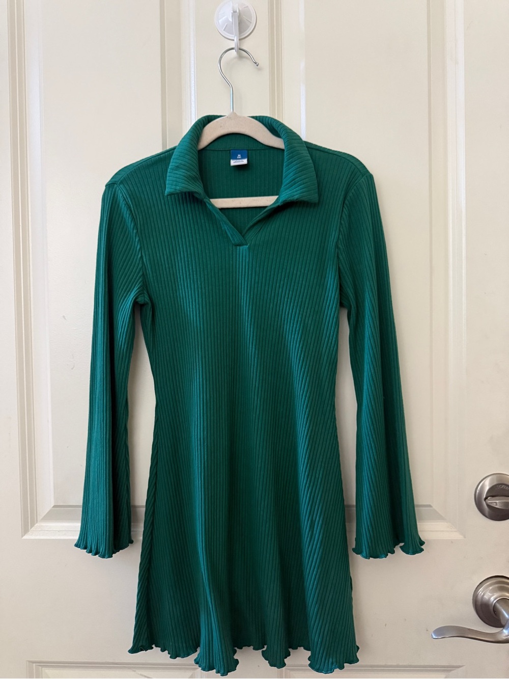 Old Navy Emerald Green Ribbed Long-Sleeve Polo Dress